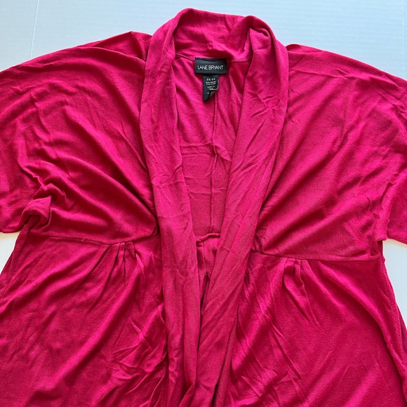 Lane Bryant Women’s Pink Open Front Drape  3/4 Sleeves Knit Cardigan Sweater - Picture 4 of 15
